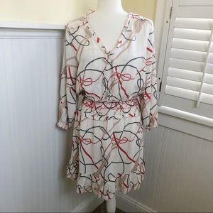 Ellor Cream Knotted Rope Print Dress Size Large